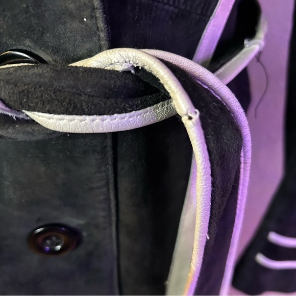 Elegant Black and White Women's Coat Boston Proper S leather coat - Picture 4 of 12